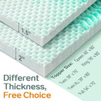 SINWEEK Mattress Topper Memory Foam Mattress Topper 1.5 Inch Queen Soft Mattress Pad for Pressure Relief, 5-Zone Design, CertiPUR-US Certified, Green