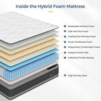Vesgantti Twin XL Mattress, 12 Inch Hybrid Twin XL Size Mattress in a Box, Memory Foam and Individually Pocket Spring, Innerspring Mattress for Pressure Relief and Supportive, Medium Firm