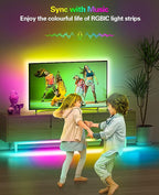 Daymeet TV Led Backlight, 16.4ft ICRGB LED Lights for TV Smart Led Lighting for 65-85inch Monitor, USB Led Lights Behind Backlight Sync with Music, Bluetooth APP Control with Remote