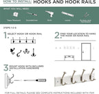 Liberty 129849 18-Inch Coat and Hat Hook Rail/Rack with 4 Heavy Duty Hooks, White and Satin Nickel