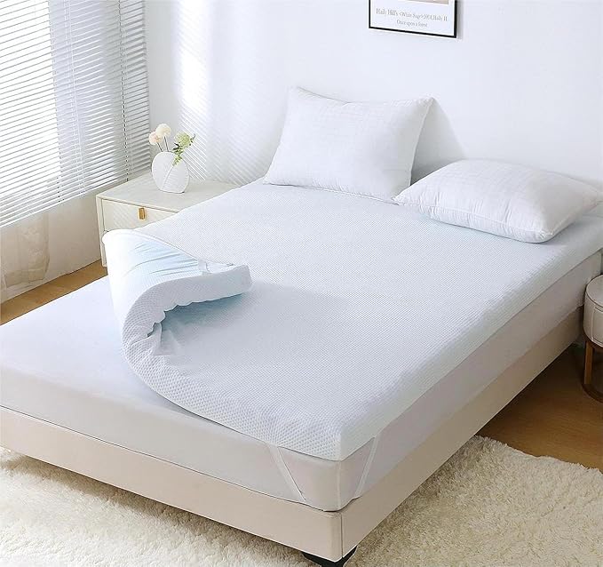 MUXHOMO 3 Inch 7-Zone Twin Mattress Topper, Egg Crate Foam Mattress Topper Twin Size for Back Pain, Lavender Cooling Gel Infused Bed Pad, CertiPUR-US and Oeko-TEX Certification (38"×75")