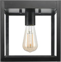 GLOBE Electric 60000020 1-Light Outdoor Flush Mount Ceiling Light Fixture, Matte Black, Clear Glass Shade, Front Porch Décor Lighting, Weather Resistant