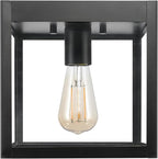 GLOBE Electric 60000020 1-Light Outdoor Flush Mount Ceiling Light Fixture, Matte Black, Clear Glass Shade, Front Porch Décor Lighting, Weather Resistant