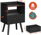 Yoobure Night Stand with Fabric Drawer, Modern Nightstand, Bedside Tables, Mid Century Nightstands with Open Storage Shelf, Wood Bedside Table, Small Night Stands for Bedrooms, 2-Tier Night Table