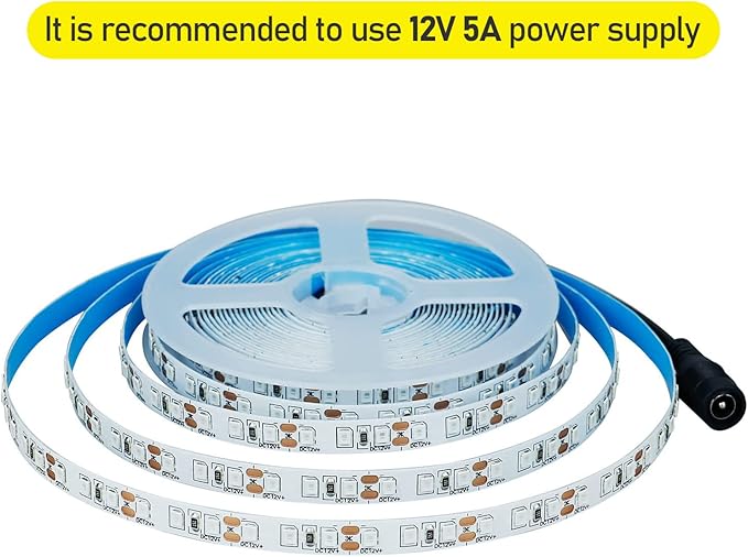 12V 5M/16.4ft LED Strip Light Blue 600LEDs Flexible SMD2835 High Brightness No-Waterproof IP20 LED Tape Lights for Bedroom Christmas Party etc(No Power Supply)