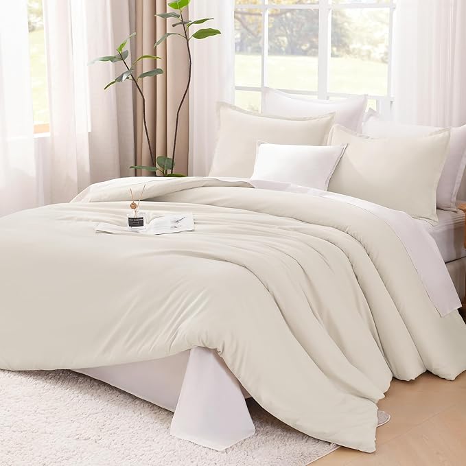 Litanika Twin XL Comforter Set Beige - 2 Pieces Extra Long Bed Set for College Dorm, All Season Bedding Set for Girls and Boys