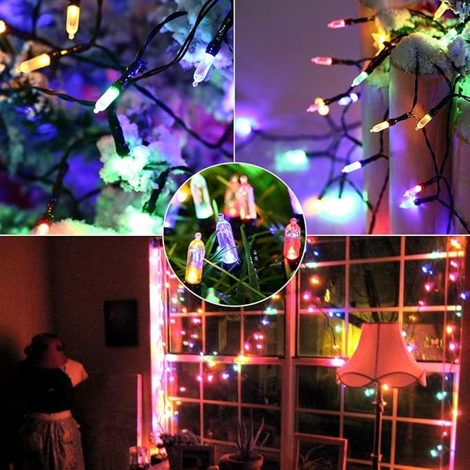 LYHOPE Battery Christmas Lights, 2Pack Total 66ft 200 LED Christmas Lights Waterproof 8 Modes Battery Operated String Light for Outdoor & Indoor, Xmas Tree, Wreaths, Holiday Decoration (Multicolor)
