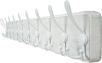 WEBI Coat Rack Wall Mount White,38 9/16" Long Coat Hooks Wall Mounted,Large Wall Coat Hanger,10 Tri Hooks for Hanging Coats,Clothes,Jacket,White