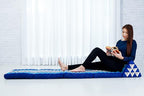 Leewadee Comfortable Japanese Floor Mattress - Thai Floor Bed with Triangle Cushion - Futon Mattress - XL Extra Long Thai Massage Mat, 89 x 20 inches, Blue, Kapok Filling