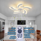 Ceiling Fan with Lights Remote Control, White Flower Ceiling Fan with Light, 3 Light Color 6 Speeds Low Profile Flush Mount Ceiling Fan for Kitchen Bedroom Living Room