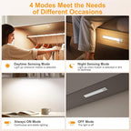 Gritin 10.2inch Under Cabinet Lighting Rechargeable -84 LED Super Bright,3-Color& 5 Level Brightness,4 Modes,Motion Sensor,Long Lasting- Easy Installation Magnetic Under Cabinet Closet Lights -2 Pack