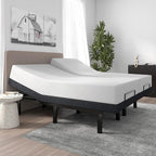 SHA CERLIN Split King Size Adjustable Bed Base/Bed Frame with Motorized Head and Foot Incline,Zero-Gravity,Wireless Remote,Soft Linen Fabric Attached,Wood Board Support (Only Base)