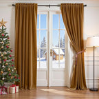 Lazzzy Velvet Blackout Curtains Thermal Insulated Room Window Drapes Super Soft Luxury Curtains for Living Room Bedroom Rod Pocket 2 Panels, Gold Brown, 52" W x 84" L