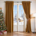 Lazzzy Velvet Blackout Curtains Thermal Insulated Room Window Drapes Super Soft Luxury Curtains for Living Room Bedroom Rod Pocket 2 Panels, Gold Brown, 62" W x 90" L