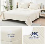 HYMOKEGE Ivory Queen Comforter Set Seersucker 7 Pieces, All Season Luxury Bed in a Bag for Bedroom, Bedding Set with Comforters, Sheets, Pillowcases & Shams