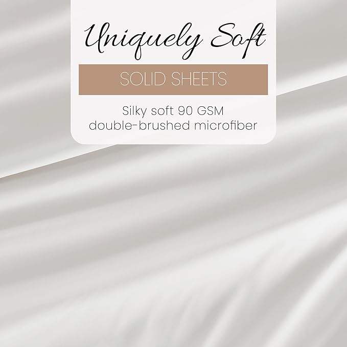 Linen Market Brushed Microfiber Twin Sheet Set 3 Piece – Oeko-TEX Certified Ultra Soft & Wrinkle-Free - 16" Deep Pocket Sheets - Easy Care Twin Size - White