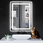 30"x22" LED Bathroom Mirror with Anti-Fog, Stepless Dimmable Lights, 3 Color Modes, Shatter-Proof Tempered Glass, Memory Function & Waterproof Design