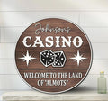 Custom Casino Name Sign, Personalized Dice Poker Signs, Large Wooden Casino Playing Wall Decor, Front Door Sign, 3D Wooden Hanging Home Decor Sign Gifts for Boys Girls, Casino Decorations