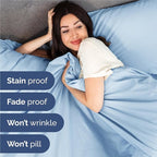 Split King Sheets Set 7 Piece - Includes 4 Pillowcases - Bed Sheets Split King - Soft Hotel Luxury Bedding - Cooling, Cozy & Breathable - 1 Flat & 2 Fitted & 4 Pillowcases w/ Deep Pockets - Baby Blue