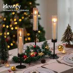 Hewory Black Taper Candle Holders: Candlestick Holders Set of 6 Hurricane Glass Tall Candle Holder for Candlesticks Candle Sticks Holder Decor for Table Centerpiece Wedding Party Christmas Decorations