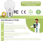 hansang E26 Ceiling Fan Light Bulbs, 4000K Natural Daylight, 60 Watts Equivalent, A15 LED Small Light Bulb, E26 Standard Base Refrigerator Light Bulb, 600lm, 120V, CRI85+, 120V, Non-Dimmable 6 Pack