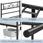 Yaheetech Twin Bed Frames Metal Platform Bed with Headboard and Footboard No Box Spring Needed Easy Assembly,Under-Bed Space: 12.6''/Black/Twin Bed