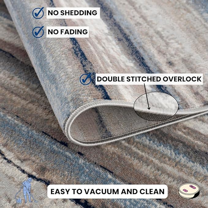 RUG BRANCH Havana 8' x 11' (7'9" X 10'8") Scandinavian Indoor Area Rug, Contemporary, Blue Brown - Living Room, Bedroom, Dining Room, and Kitchen