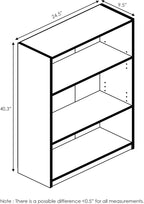 Furinno JAYA Book Shelf, 3-Tier Bookshelf, Bookcase with Adjustable Shelves, 9.5 x 24.5 x 40.3, for Living Room, Bedroom, Home Office, Pink