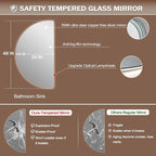 Half Moon Mirrors for Wall, 48"×24" LED Bathroom Mirrors with Lights-Touch Switch Backlit Bathroom Mirror-3 Colors-Dimmable Brightness,Anti-Fog, Memory, ETL Certified