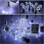 YJFWAL 24Pack 20LED Wine Bottle Lights with Cork, Cork Shape Silver Copper Wire Fairy Mini String Lights Fairy Lights Battery Operated for DIY, Party, Wedding, Christmas, Halloween Decor (Cool White)