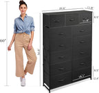 WLIVE Storage Organizer Unit with 13 Fabric Bins, Storage Drawers Organizer with Steel Frame, Tall Storage Tower Organizaton for Living Room, Hallway, Office, Charcoal Black