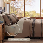 MaiRêve Embroidery King Size Comforter Set Brown, Boho Farmhouse Western Bedding Set 7 Pieces, All Season Bed in A Bag Comforter Set with Sheets, Pillowcases & Shams