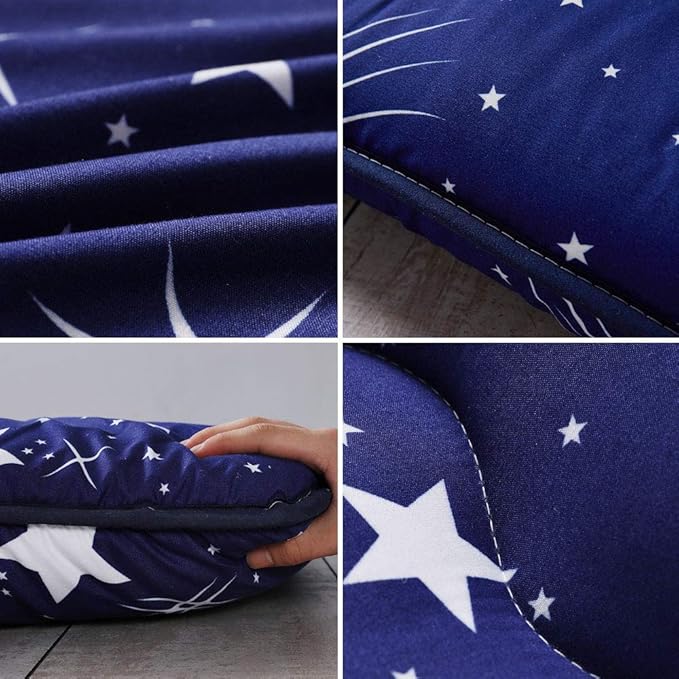 MAXYOYO Navy Starry Sky Japanese Floor Futon Mattress, Tatami Mat Portable Camping Mattress Kids Sleeping Pad Foldable Roll Up Floor Lounger Couch Bed, King Size