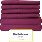Queen Sheets Berry - 6 Piece 1500 Supreme Collection Fine Brushed Microfiber Deep Pocket Queen Sheet Set Bedding - 2 Extra Pillow Cases, Great Value, Queen, Berry
