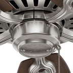 Hunter 52 inch Indoor Ceiling Fan No Light with Pull Chain - Ceiling Fan without Light, Standard Mount, 5 Blades, For Bedroom, Living Room, or Kitchen - Builder Elite 53241, Brushed Nickel