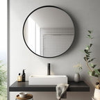 Circle Mirror 26 inch, Black Round Mirror, Round Bathroom Mirrors Metal Frame, Circle Mirrors for Living Room, Bathroom, Wall, Hallway.