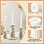 Honeydak Set of 3 Ceramic Taper Candle Holder Cream White Candlestick Holder Fluted Candle Stick Stand Boho Nordic Modern Decorative Table Centerpiece Wedding Home Dinner Party Housewarming Gift