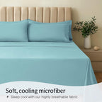 LuxClub 4 PC King Sheet Set, Deep Pockets Wrinkle Free Cooling Bed Sheets Hotel Bedding for Women, Men, Kids & Teens, Includes 1 Fitted Sheet, 1 Flat Sheet and 2 Pillowcases - Silky Soft Aqua
