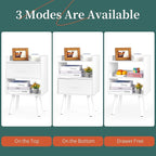 Yoobure Modern Nightstand with Drawer, Bedside Tables, Mid Century Nightstands with Open Storage Shelf, Wood Bedside Table, Small Night Stands for Bedrooms, 2-Tier Night Table