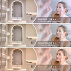 Niccy Arched LED Bathroom Mirror, 51x27 Inch Arch Frameless Backlit Mirrors for Wall Arched Lighted Vanity Mirrors Defogger and 3 Color, Explosion-Proof, HD Glass and IP65 Waterproof