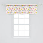 Ambesonne Cartoon Window Valance Pack of 2, Pastel Rainbows Clouds Raindrops Sky Theme, Rod Pocket Curtain Valances for Kitchen Bedroom, 42" X 18", Rose and Multicolor