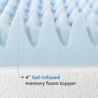 Best Price Mattress 4 Inch Egg Crate Memory Foam Mattress Topper with Cooling Gel Infusion, CertiPUR-US Certified, Dorm Essentials, Queen, Light Blue