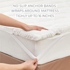 Great Bay Home King Mattress Topper. Thick, Elastic Corner Mattress Protector and Cover. Ultra-Soft Pillowtop Mattress Pad. Fits Mattresses Up to 18" (King, White)