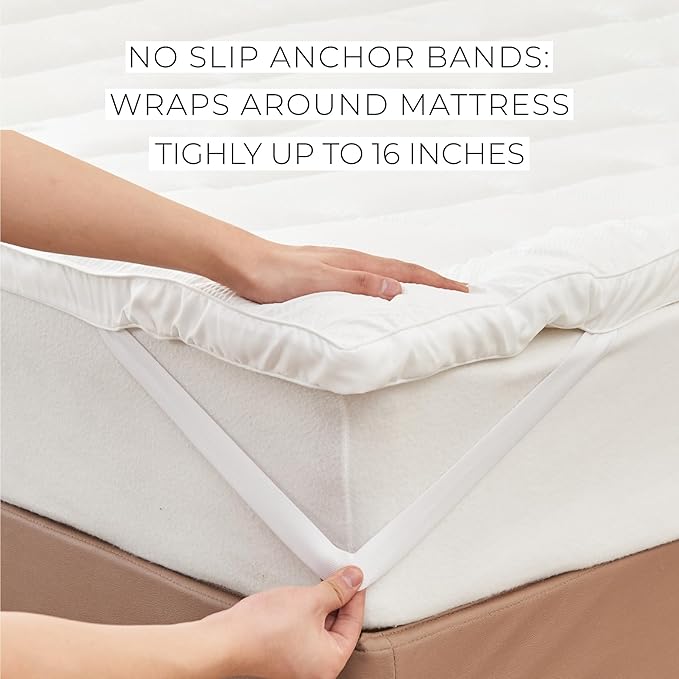 Great Bay Home Twin XL Mattress Topper. Thick, Elastic Corner Mattress Protector and Cover. Ultra-Soft Pillowtop Mattress Pad. Fits Mattresses Up to 18" (Twin XL, White)