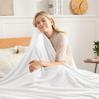 Exclusivo Mezcla Fleece Blanket King Size for Bed, Super Soft and Warm, All Season Use, Cozy, Plush, Lightweight, 90x104 Inches, Pure White