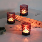 Woho 12pcs Purple Votive Candle Holders, Glass Tealight Candle Holder for Vintage Halloween Party Decor, Tea Lights Candle Holder for Wedding Engagement Table Centerpiece