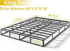 Qingzhou Box Spring King Bed Bases, 7 Inch High Metal King Size Box Spring Only, Heavy Duty Mattress Foundation with Fabric Cover, Easy Assembly, Quiet Noise Free, Non Slip, Black