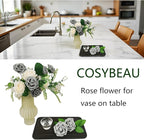 Grey Roses Artificial Flowers 25 PCS, Fake Rose Flower Heads Flowers with Stem for DIY Bouquets Wedding Decorations Centerpieces Arrangements Party Home Decor