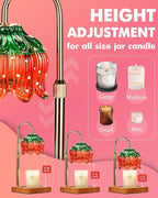 Strawberry Candle Warmer Lamp with Timer Dimmer, Adjustable Height Gifts for Women Mom Birthday Christmas House Warming Gifts New Home Bedroom Decor, Cute Candle Warmer Light for Jar Candles