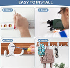 10 Pack Coat Hooks Wall Hooks for Hanging, Heavy Duty Double Prong Metal Hook Wall Mounted for Living Room, Bathroom, Kitchen, Bedroom for Coat, Bag, Scarf, Towel, Hat, Key, Cup (White)